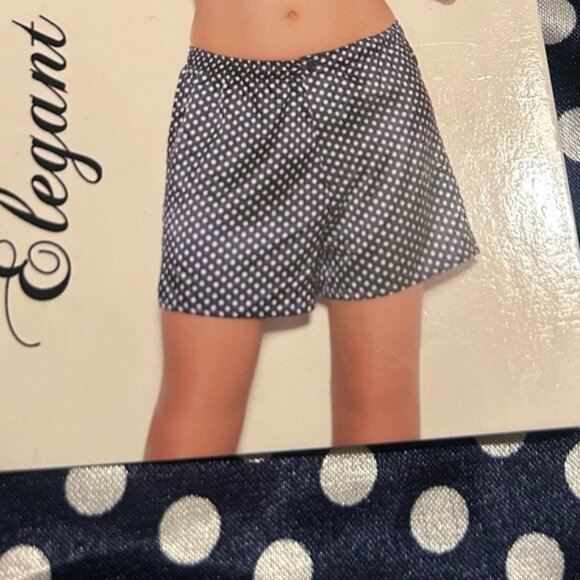 Navy Blue Polka Dot Silk Shorts with Tie Necktie Lingerie XL - Picture 4 of 7